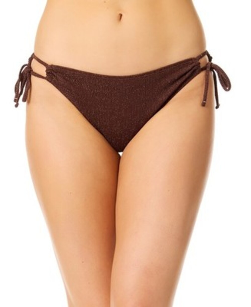 Salt + Cove Metallic Side-Tie Bikini Bottoms Juniors' M Chocolate Chip Ribbed